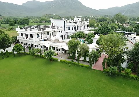 Gulmohar Sariska Resort wildlife lodge Rajasthan aerial view
